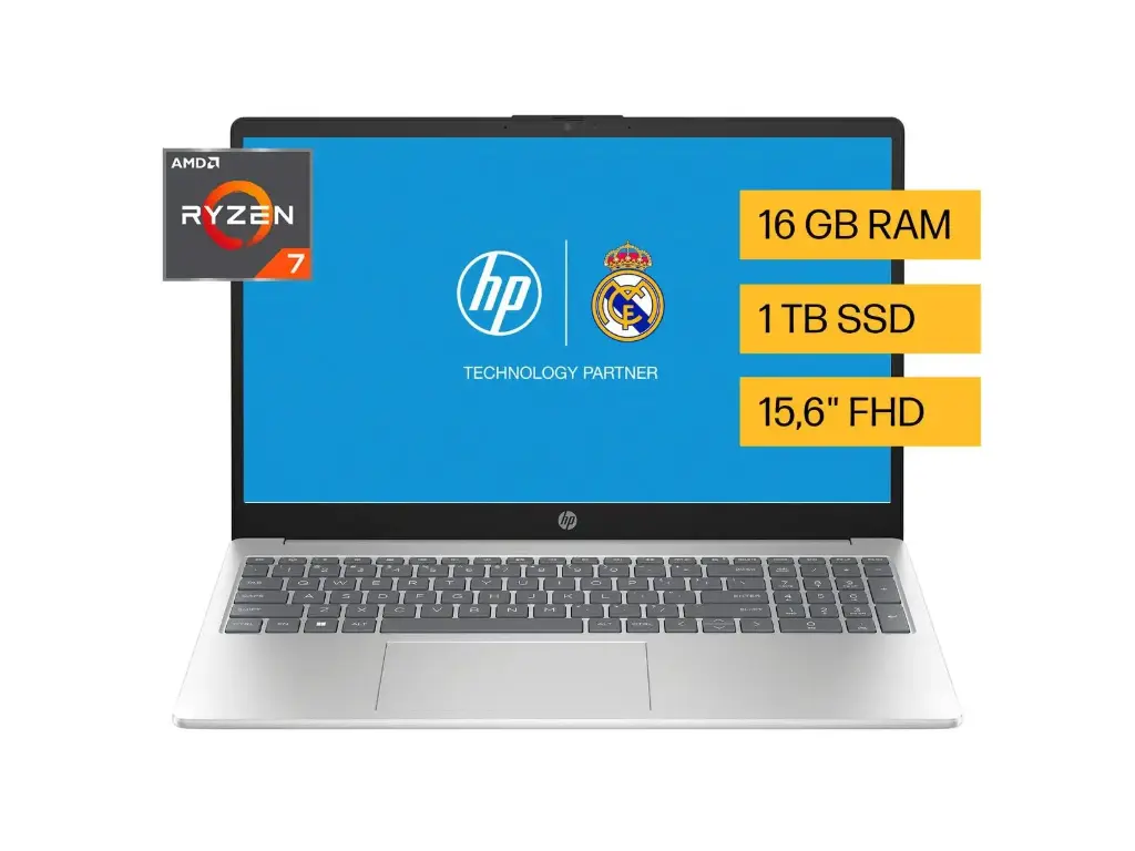 Laptop HP 15-fc0276la de 15.6" Full HD, AMD Ryzen 7 7730U, 16GB RAM, Almacenamiento 1TB SSD | HP